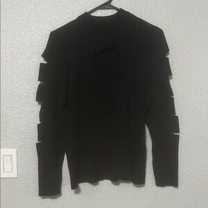 Jennifer Lopez Black Ladder Sleeve Sweater